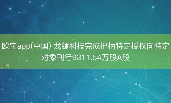 欧宝app(中国) 龙蟠科技完成把柄特定授权向特定对象刊行9311.54万股A股