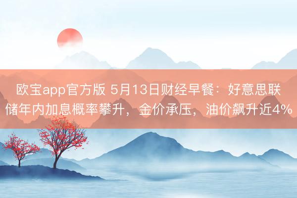 欧宝app官方版 5月13日财经早餐：好意思联储年内加息概率攀升，金价承压，油价飙升近4%