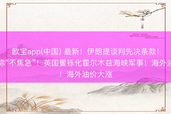 欧宝app(中国) 最新！伊朗提谈判先决条款！特朗普称“不焦急”！英国矍铄化霍尔木兹海峡军事！海外油价大涨