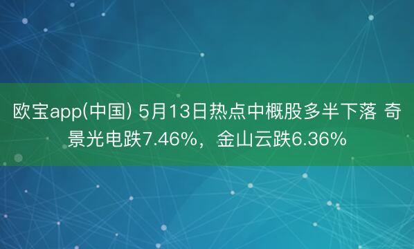 欧宝app(中国) 5月13日热点中概股多半下落 奇景光电跌7.46%，金山云跌6.36%