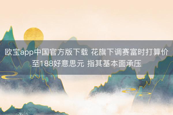 欧宝app中国官方版下载 花旗下调赛富时打算价至188好意思元 指其基本面承压