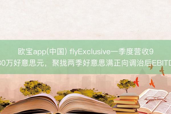 欧宝app(中国) flyExclusive一季度营收9630万好意思元，聚拢两季好意思满正向调治后EBITDA