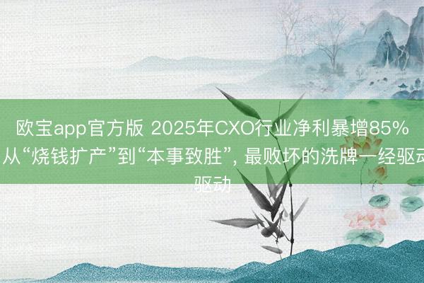 欧宝app官方版 2025年CXO行业净利暴增85%， 从“烧钱扩产”到“本事致胜”， 最败坏的洗牌一经驱动