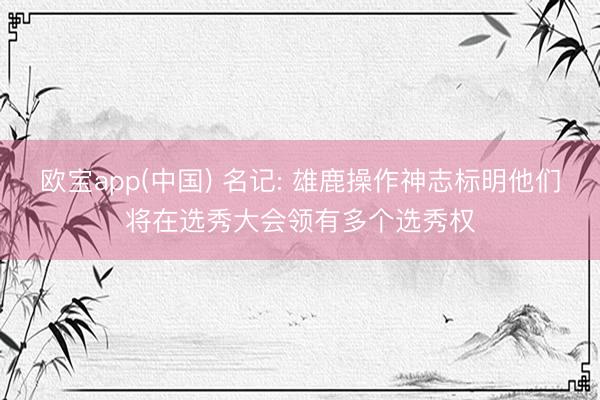 欧宝app(中国) 名记: 雄鹿操作神志标明他们将在选秀大会领有多个选秀权