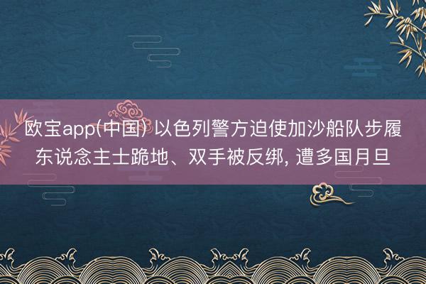 欧宝app(中国) 以色列警方迫使加沙船队步履东说念主士跪地、双手被反绑， 遭多国月旦