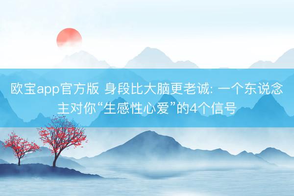 欧宝app官方版 身段比大脑更老诚: 一个东说念主对你“生感性心爱”的4个信号