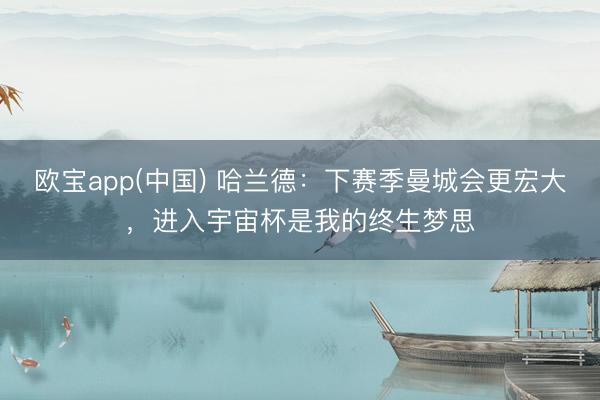 欧宝app(中国) 哈兰德：下赛季曼城会更宏大，进入宇宙杯是我的终生梦思
