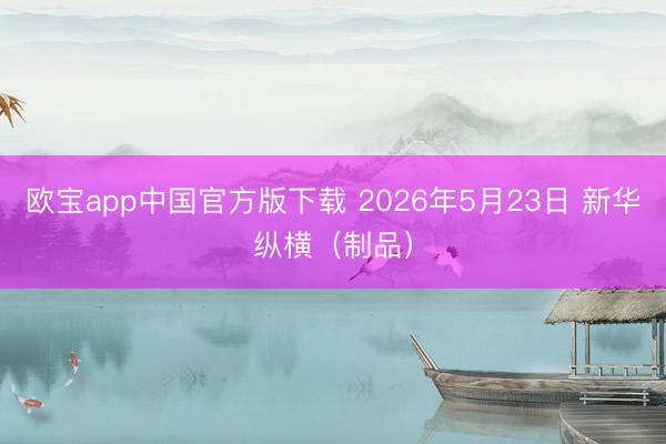 欧宝app中国官方版下载 2026年5月23日 新华纵横（制品）