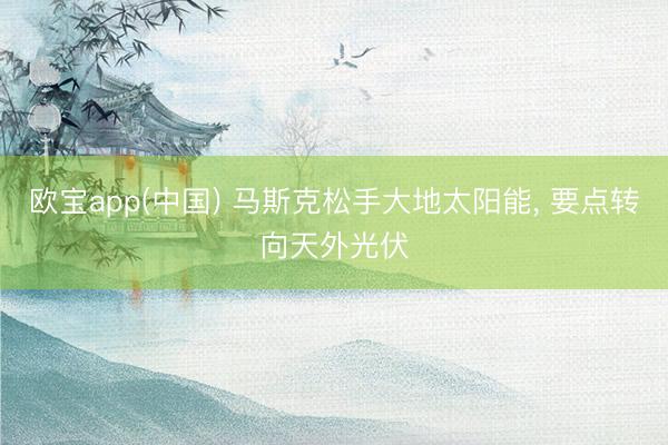 欧宝app(中国) 马斯克松手大地太阳能， 要点转向天外光伏