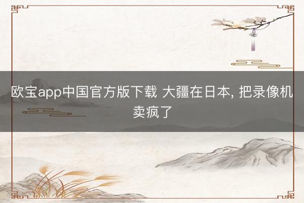 欧宝app中国官方版下载 大疆在日本, 把录像机卖疯了