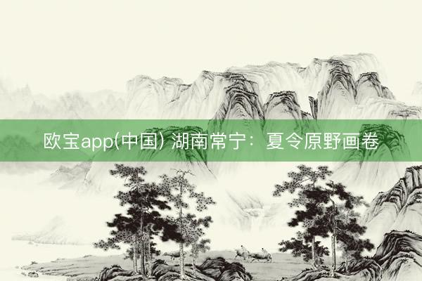 欧宝app(中国) 湖南常宁：夏令原野画卷