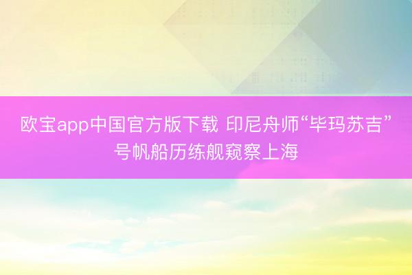 欧宝app中国官方版下载 印尼舟师“毕玛苏吉”号帆船历练舰窥察上海