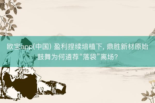 欧宝app(中国) 盈利捏续培植下， 鼎胜新材原始鼓舞为何遴荐“落袋”离场?