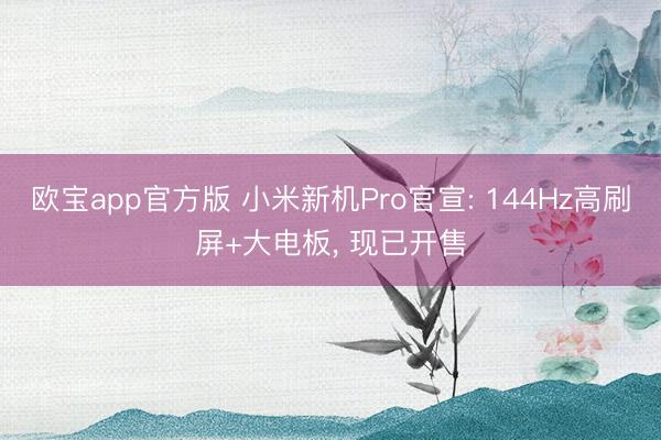 欧宝app官方版 小米新机Pro官宣: 144Hz高刷屏+大电板， 现已开售