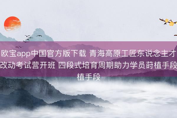 欧宝app中国官方版下载 青海高原工匠东说念主才改动考试营开班 四段式培育周期助力学员莳植手段