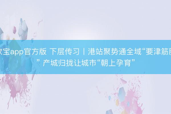 欧宝app官方版 下层传习丨港站聚势通全域“要津筋脉” 产城归拢让城市“朝上孕育”