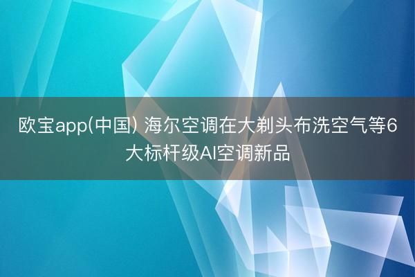 欧宝app(中国) 海尔空调在大剃头布洗空气等6大标杆级AI空调新品