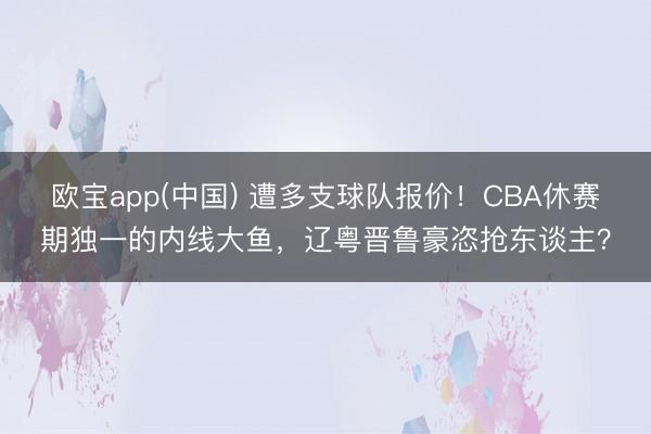欧宝app(中国) 遭多支球队报价!CBA休赛期独一的内线大鱼,辽粤晋鲁豪恣抢东谈主?