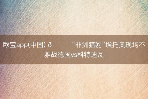 欧宝app(中国) 🐆“非洲猎豹”埃托奥现场不雅战德国vs科特迪瓦